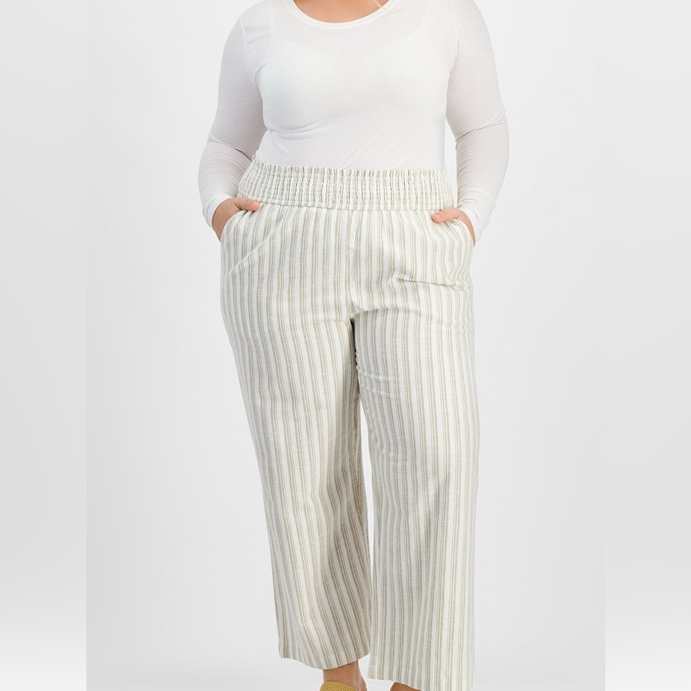 Striped Cream Linen Blend pants
